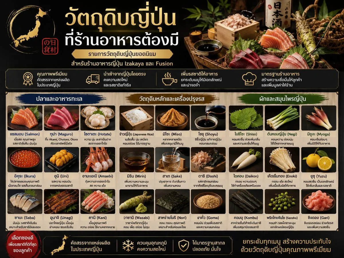 วัตถุดิบญี่ปุ่นที่ร้านอาหารต้องมี