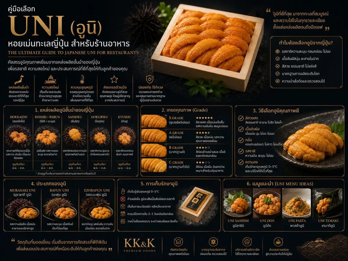 คู่มือเลือก Uni (อุนิ) หอยเม่นทะเลญี่ปุ่น สำหรับร้านอาหาร